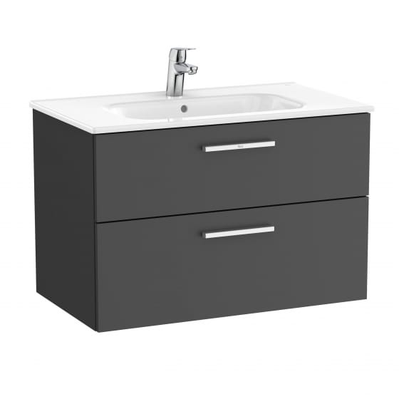 Image of Roca: New Victoria Wall-hung Vanity Unit with Basin & Two Drawers (800mm)