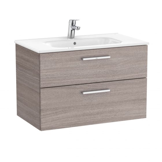 Image of Roca: New Victoria Wall-hung Vanity Unit with Basin & Two Drawers (800mm)