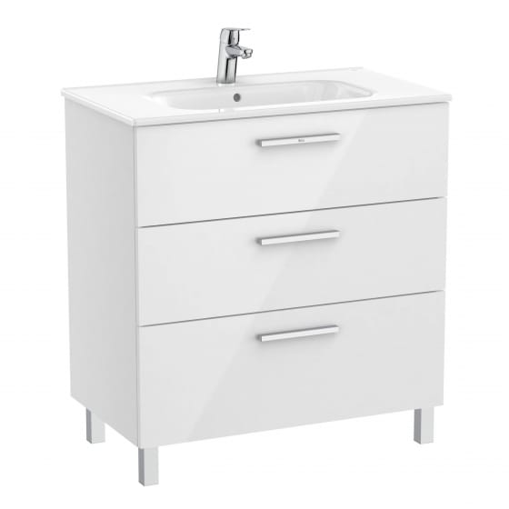Image of Roca: New Victoria Compact Wall-hung Vanity Unit with Basin & Three Drawers (800mm)
