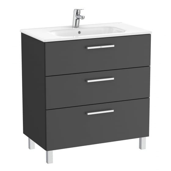 Image of Roca: New Victoria Compact Wall-hung Vanity Unit with Basin & Three Drawers (800mm)