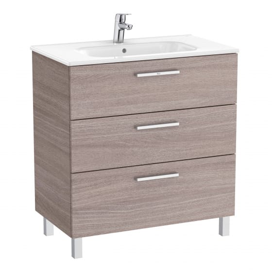 Image of Roca: New Victoria Compact Wall-hung Vanity Unit with Basin & Three Drawers (800mm)