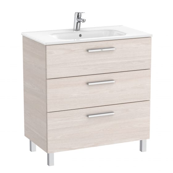 Image of Roca: New Victoria Compact Wall-hung Vanity Unit with Basin & Three Drawers (800mm)