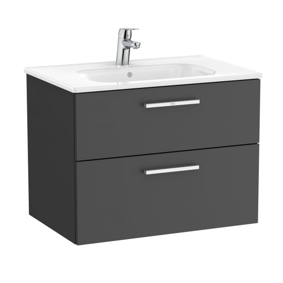 Image of Roca: New Victoria Wall-hung Vanity Unit with Two Drawers (700mm)
