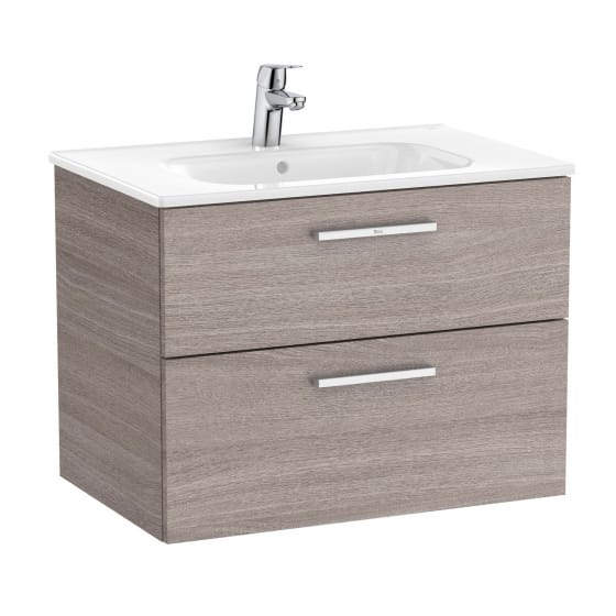 Image of Roca: New Victoria Wall-hung Vanity Unit with Two Drawers (700mm)