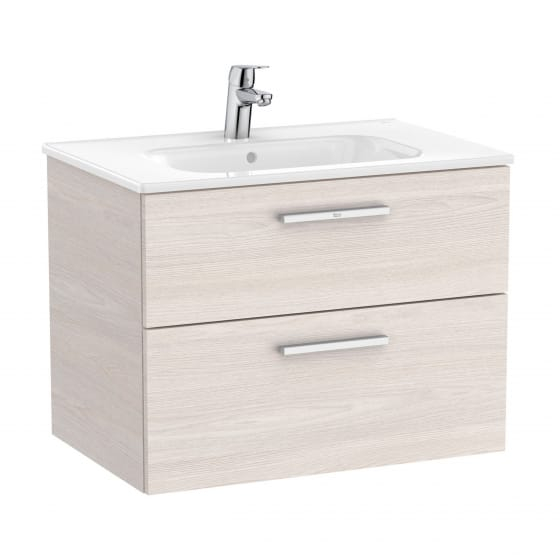 Image of Roca: New Victoria Wall-hung Vanity Unit with Two Drawers (700mm)