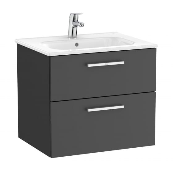 Image of Roca: New Victoria Wall-hung Vanity Unit with Basin & Two Drawers (600mm)