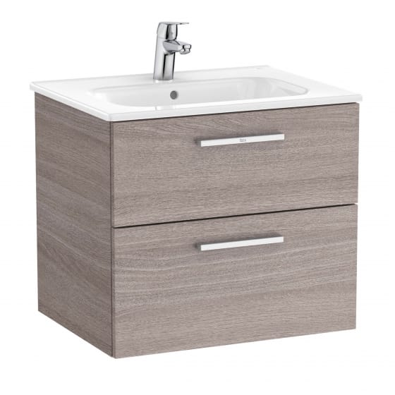 Image of Roca: New Victoria Wall-hung Vanity Unit with Basin & Two Drawers (600mm)