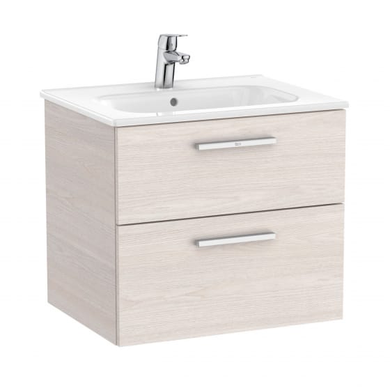 Image of Roca: New Victoria Wall-hung Vanity Unit with Basin & Two Drawers (600mm)