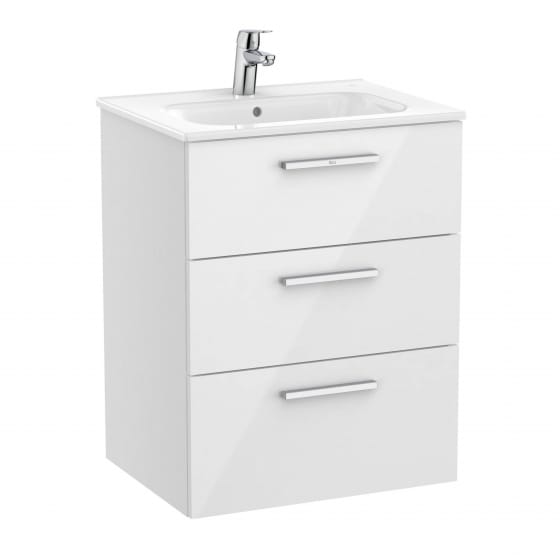 Image of Roca: New Victoria Wall-hung Vanity Unit with Three Drawers (600mm)