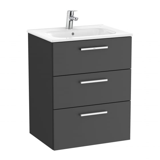 Image of Roca: New Victoria Wall-hung Vanity Unit with Three Drawers (600mm)