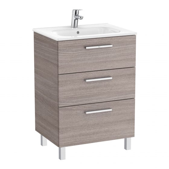 Image of Roca: New Victoria Wall-hung Vanity Unit with Three Drawers (600mm)