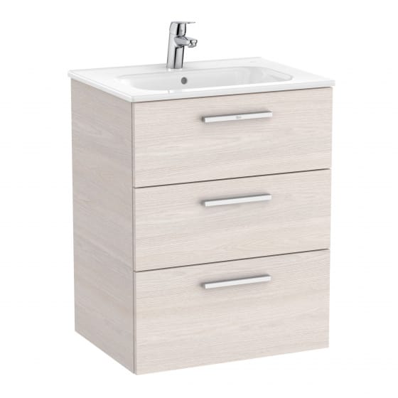 Image of Roca: New Victoria Wall-hung Vanity Unit with Three Drawers (600mm)