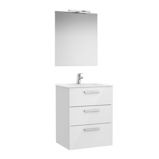 Image of Roca: New Victoria Family Pack with Vanity Unit, Basin, Mirror & LED Light (600mm)