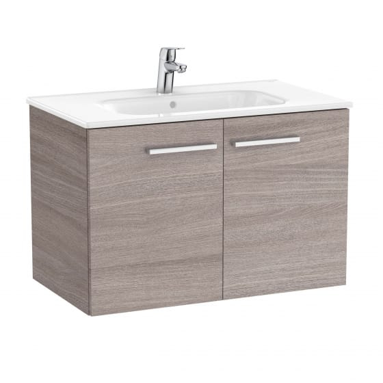 Image of Roca: New Victoria Wall-hung Vanity Unit with Basin & 2 Doors (800mm)