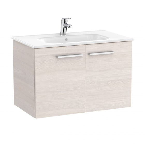 Image of Roca: New Victoria Wall-hung Vanity Unit with Basin & 2 Doors (800mm)