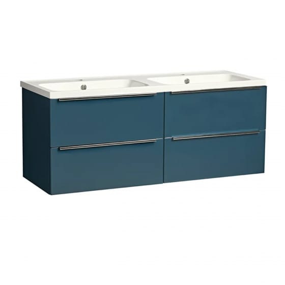 Image of Tavistock: Cadence Wall-mounted Vanity Unit with Two Basins & Four Drawers (1200mm)