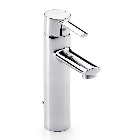 Image of Roca: Targa Deck-mounted Extended Basin Mixer Tap with Pop-up Waste (Chrome)