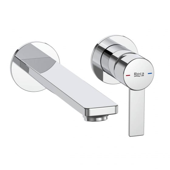 Image of Roca: Targa Wall-mounted Basin Mixer Tap With Lever Handle (200mm)