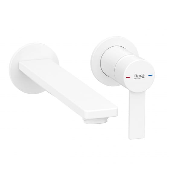 Image of Roca: Targa Wall-mounted Basin Mixer Tap With Lever Handle (200mm)