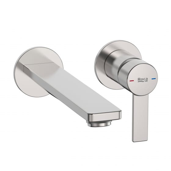 Image of Roca: Targa Wall-mounted Basin Mixer Tap With Lever Handle (200mm)