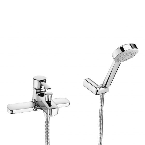 Image of Roca: Targa Deck-mounted Bath-shower Mixer Tap with Kit (Chrome)
