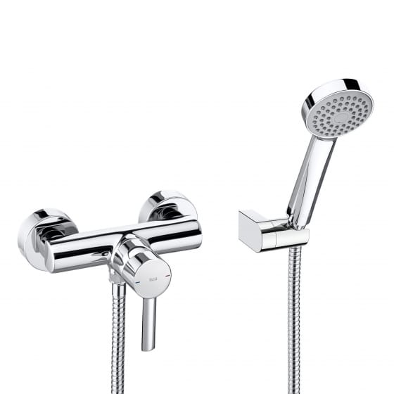 Image of Roca: Targa Wall-mounted Shower Valve with Flexible Hose (Chrome)
