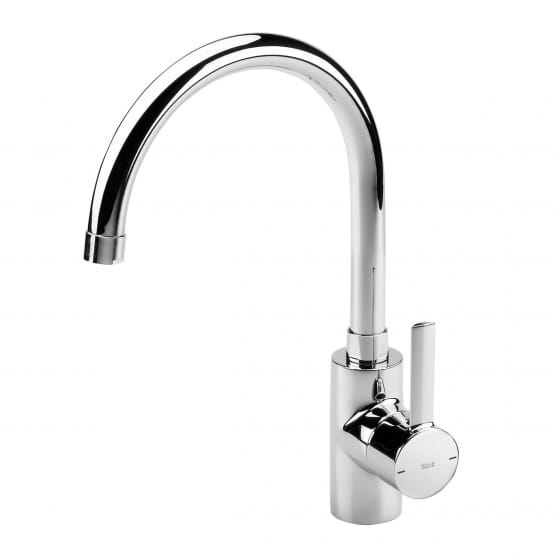 Image of Roca: Targa Kitchen Sink Mixer Tap with High Swivel Spout (Chrome)