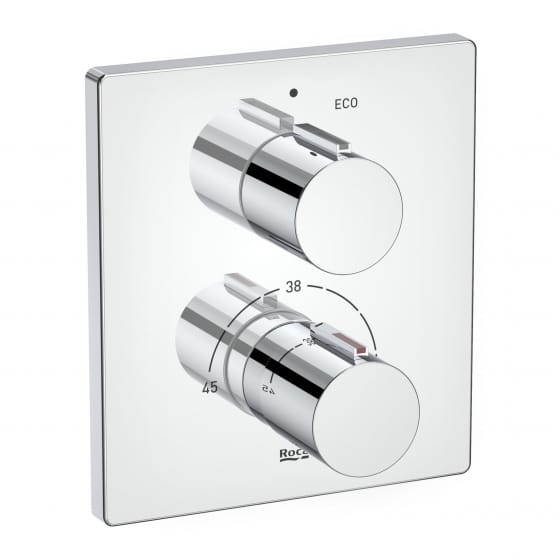 Image of Roca: T-2000 Built-in Thermostatic Bath Or Shower Mixer Valve (Chrome)
