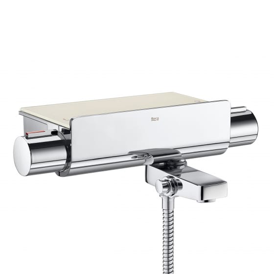 Image of Roca: T-2000 Wall-mounted Thermostatic Bath-Shower Valve with Shelf (Chrome)