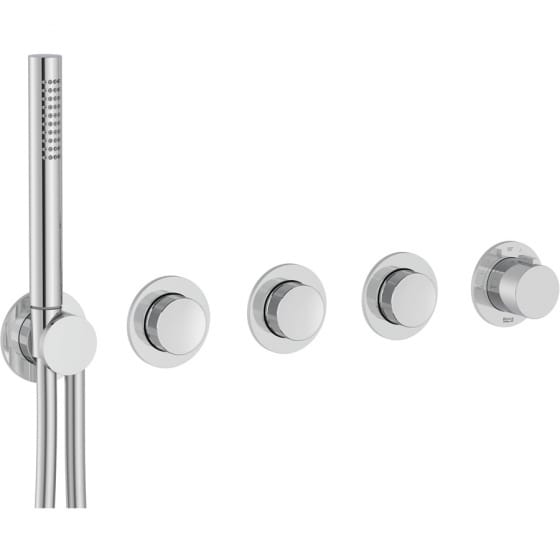 Image of Roca: T-Multi Switch Thermostatic Bath-shower Valve, Outlet and Handset (3-Way)
