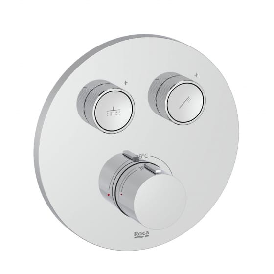 Image of Roca: T-3000 Wall-mounted Built-in Round Thermostatic Shower Mixer Valve (2-Way)