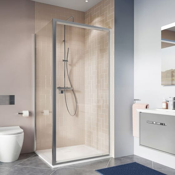 Image of Crosswater: Clear 6 Pivot Shower Door with Side Panel (6mm)