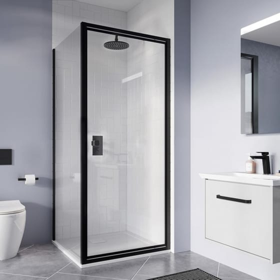 Image of Crosswater: Clear 6 Pivot Shower Door with Side Panel (6mm)