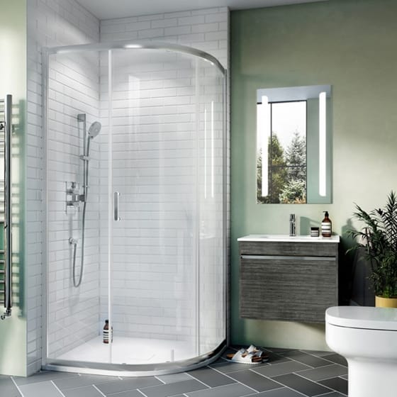 Image of Crosswater: Kai 6 Offset Quadrant Single Door Shower Enclosure (6mm)