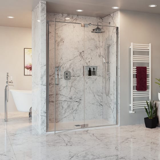 Image of Crosswater: Optix 10 Pivot Shower Door with Inline Panel (10mm)