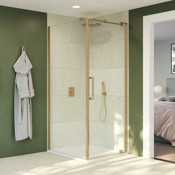 Image of Crosswater: Optix 10 Pivot Shower Door with Side Panel (10mm)