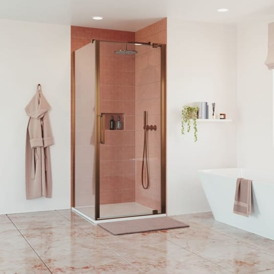 Image of Crosswater: Optix 10 Pivot Shower Door with Side Panel (10mm)