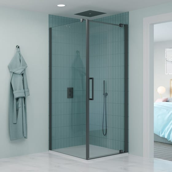 Image of Crosswater: Optix 10 Pivot Shower Door with Side Panel (10mm)