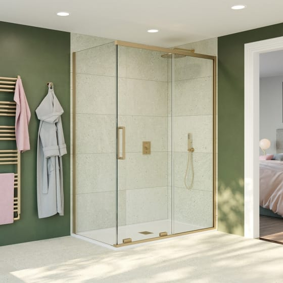 Image of Crosswater: Optix 10 Single Sliding Shower Door with Side Panel (10mm)