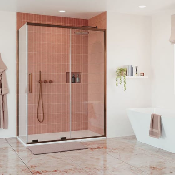 Image of Crosswater: Optix 10 Single Sliding Shower Door with Side Panel (10mm)