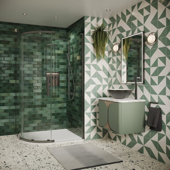 Image of Crosswater: Asura Offset Quadrant Shower Enclosure With Single Door (8mm)