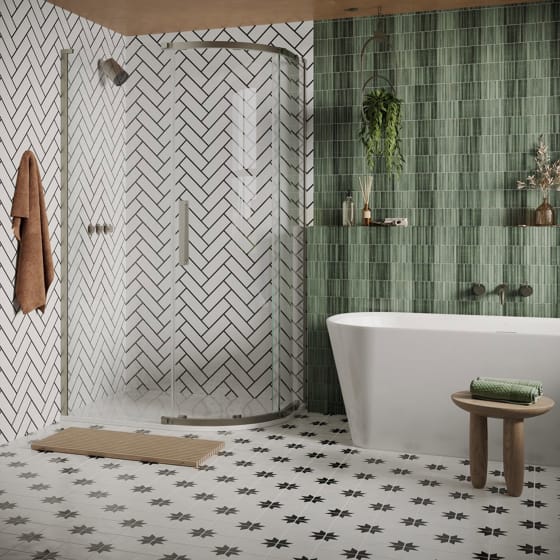 Image of Crosswater: Asura Offset Quadrant Shower Enclosure With Single Door (8mm)