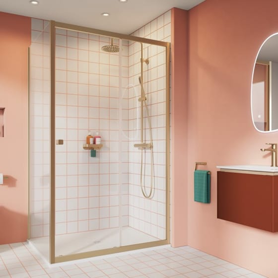 Image of Crosswater: Clear 6 Single Sliding Shower Door with Side Panel