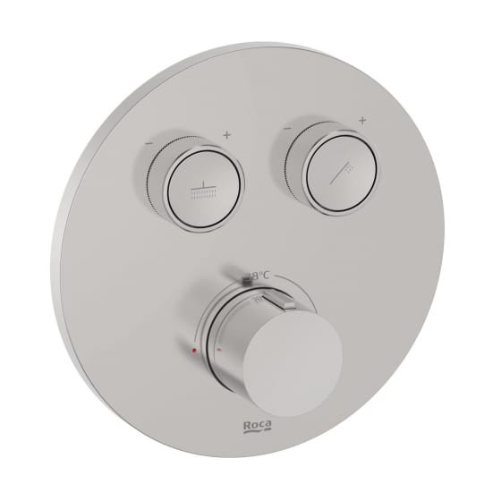 Image of Roca: T-3000 Wall-mounted Built-in Round Thermostatic Shower Mixer Valve (2-Way)