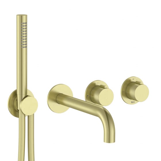 Image of Roca: T-Multi Wall-mounted Thermostatic Bath-shower Valve with Bath Spout and Handset