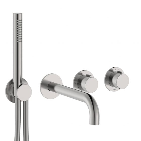 Image of Roca: T-Multi Wall-mounted Thermostatic Bath-shower Valve with Bath Spout and Handset