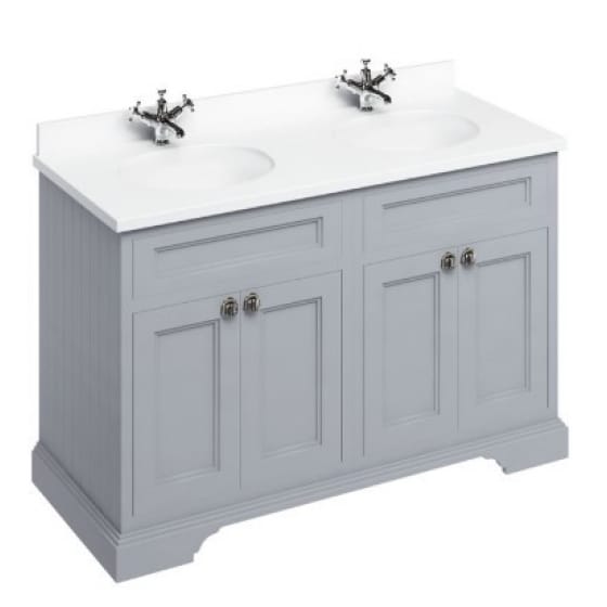 Image of Burlington 1300mm Freestanding Vanity Unit with Minerva Worktop and Double Basin