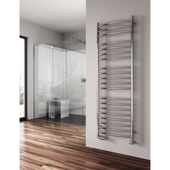 Image of Reina Eos Curved Stainless Steel Heated Towel Rail