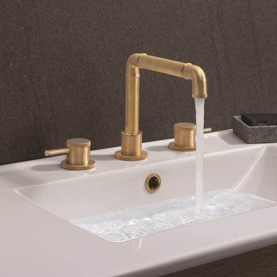 Image of Crosswater MPRO Industrial 3 Hole Deck Mounted Basin Tap Set