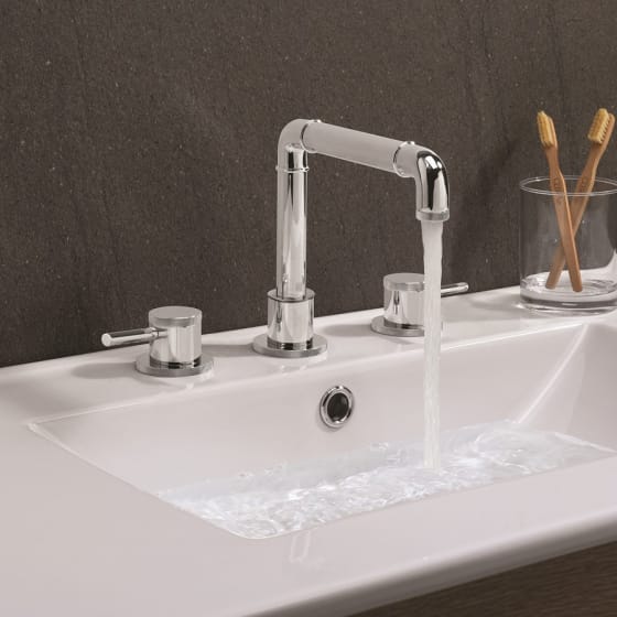 Image of Crosswater MPRO Industrial 3 Hole Deck Mounted Basin Tap Set